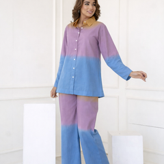 Brown Blue Ombre Co-ord Set