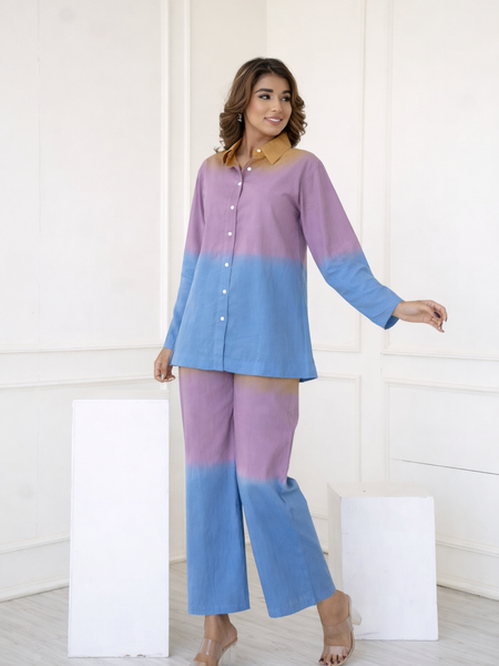 Brown Blue Ombre Co-ord Set