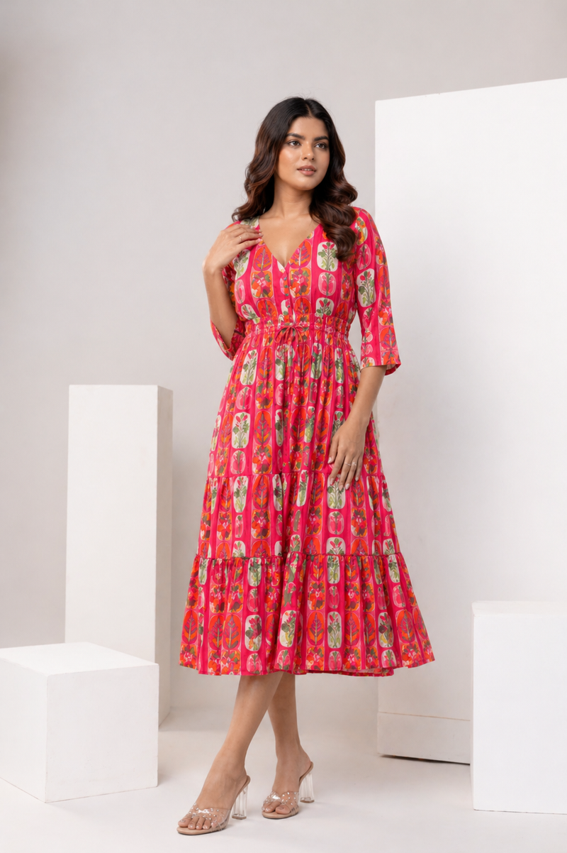candy bloom midi dress