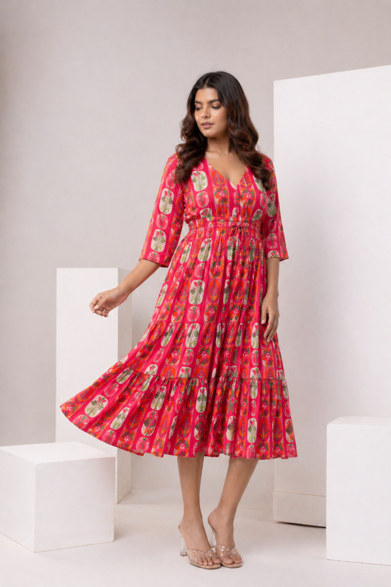 candy bloom midi dress