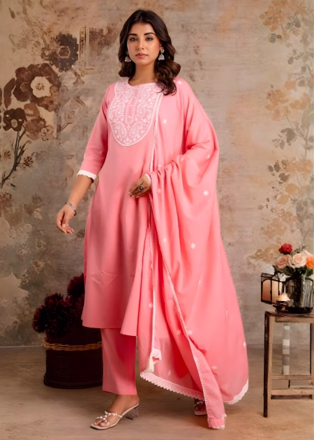 Pastel Embroidered Suit Set